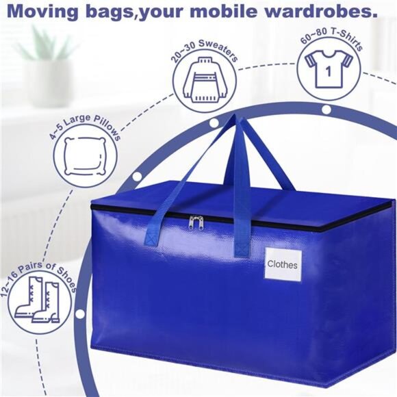 Moving Bags-Heavy Duty Moving Boxes,Storage Totes with Zipper,Reinforced Handles - Picture 4 of 7